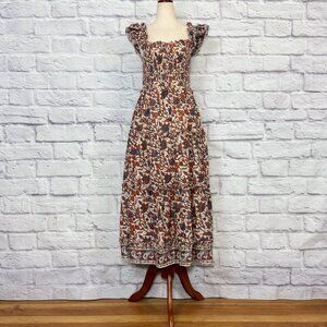 Love the Label Leaf Print Tiered Off-the-Shoulder Dress in Mabel Rust